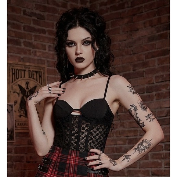 Zara Tops - Zara Black Lace Corset Bodysuit Soft Goth Witchy Vamp Dark Romance Edgy Small